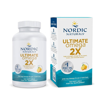 Nordic Naturals Ultimate Omega 2X, Lemon Flavor - 120 Soft Gels - 2150 mg Omega-3 - High-Potency Fish Oil with EPA & DHA - Promotes Brain & Heart Health - Non-GMO - 60 Servings